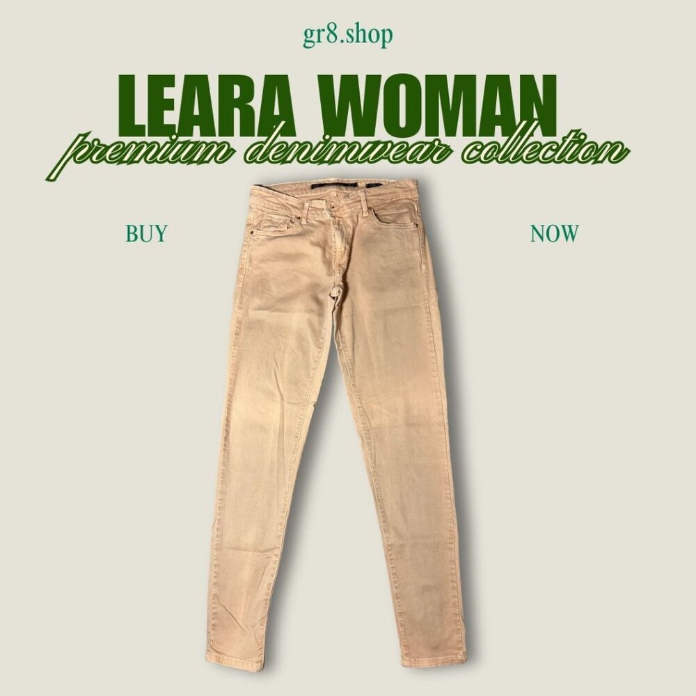 Leara Woman Slim Fit Beige Skinny Jeans Size 4 97% Cotton 3% Elastane With Back
